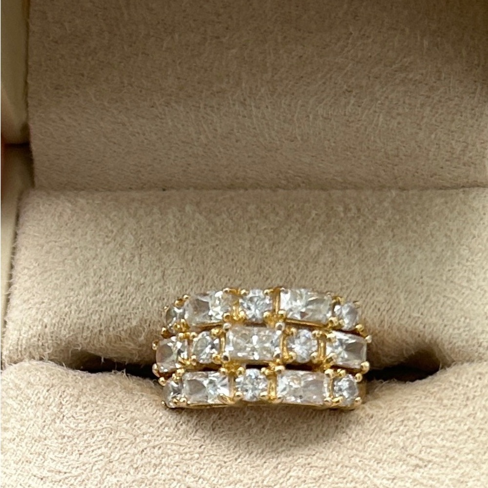 Baguette and round Cubic Zirconia cocktail ring